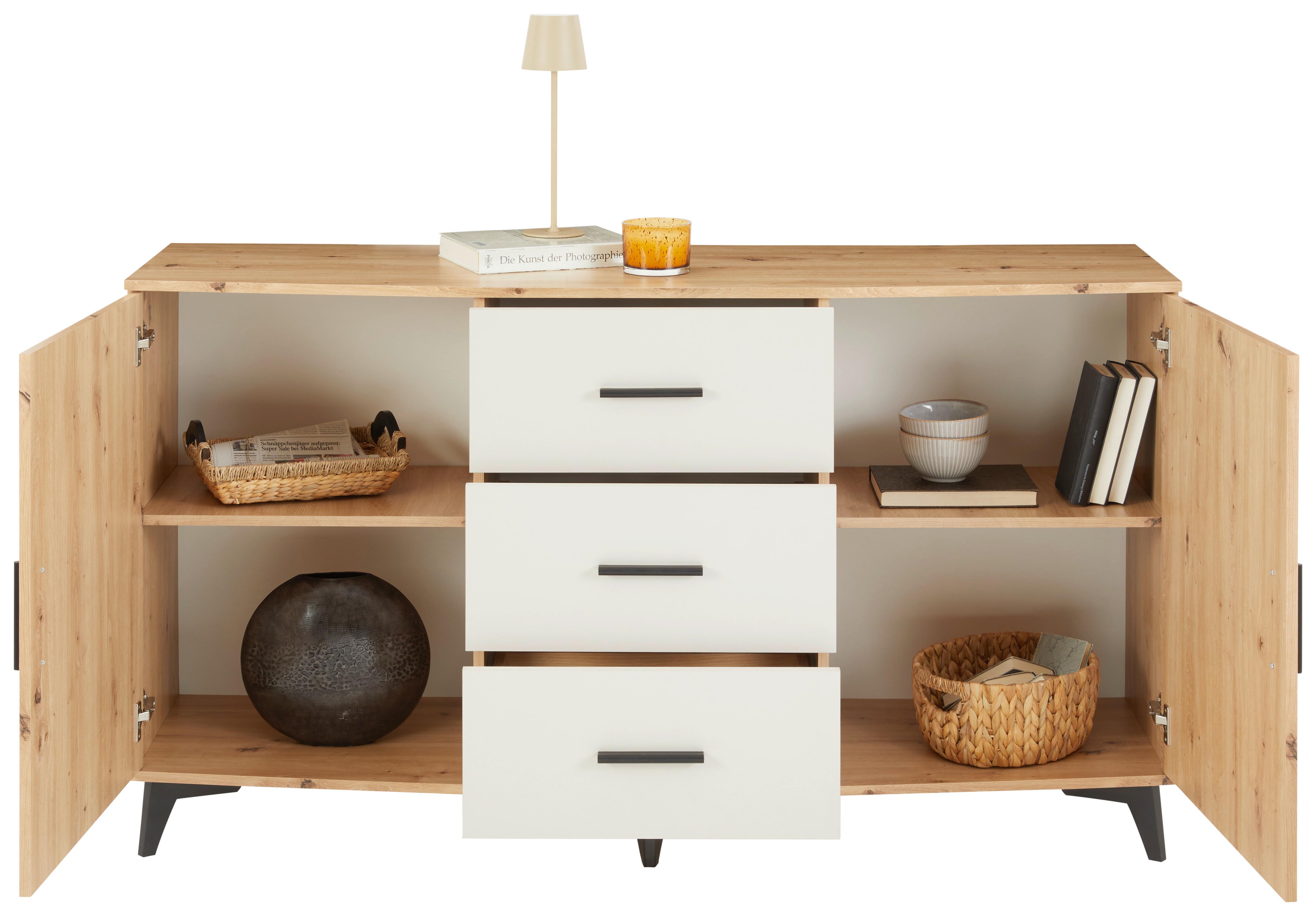 Komoda Ivona, dub artisan/ kašímr, š: 160 cm - černá/kašmírová, Trend, kompozitní dřevo/plast (160/90/45cm)