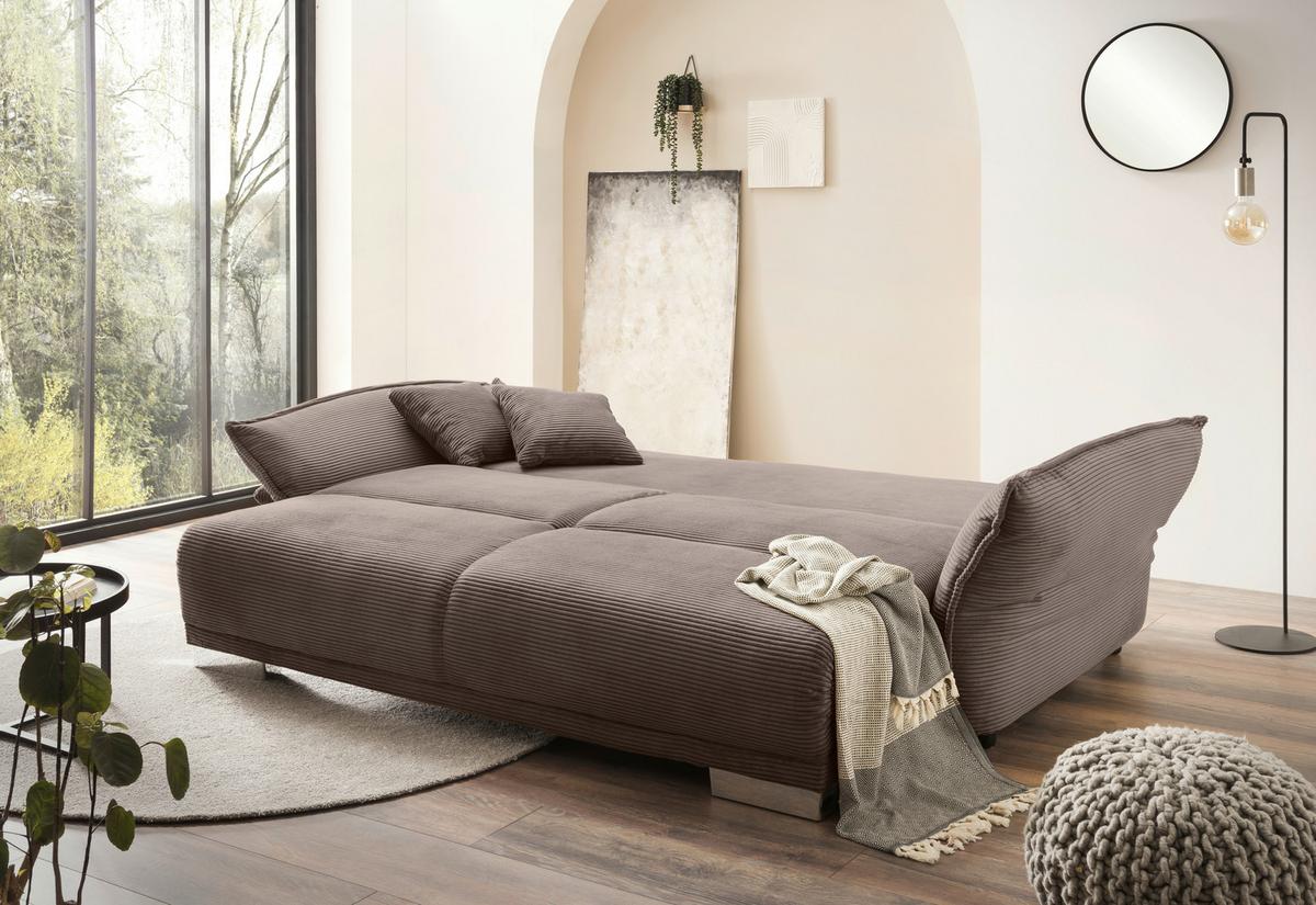 Bigsofa Pera, Graubraun B: 242 cm - Chromfarben/Graubraun, MODERN, Textil (242/71/90/131cm) - Livetastic