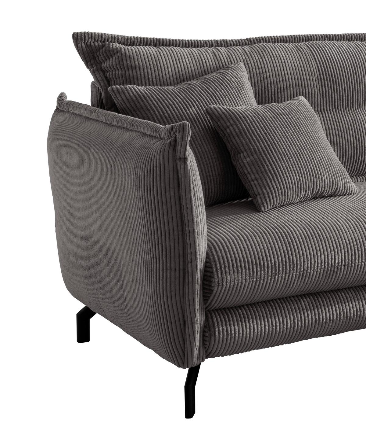 Ecksofa Lava S: 255/180 cm - Schwarz/Grau, MODERN, Textil (255/180cm) - Livetastic