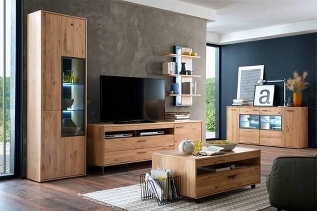 TV-Element Portland B: 184 cm Eiche Dekor - Eichefarben/Schwarz, Design, Holz/Holzwerkstoff (184/67/50cm) - Livetastic