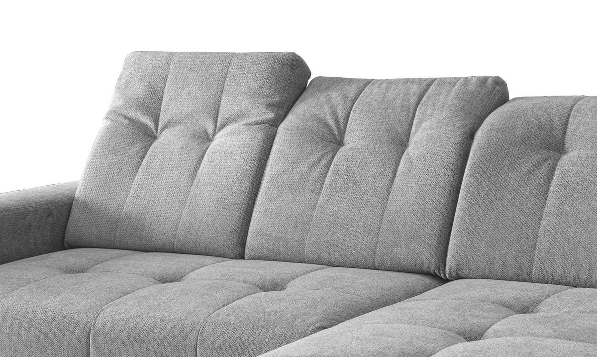Ecksofa mit USB Anschluss Sano,silberfarben,s:258x180 cm - Silberfarben/Schwarz, MODERN, Textil (258/180cm) - Livetastic