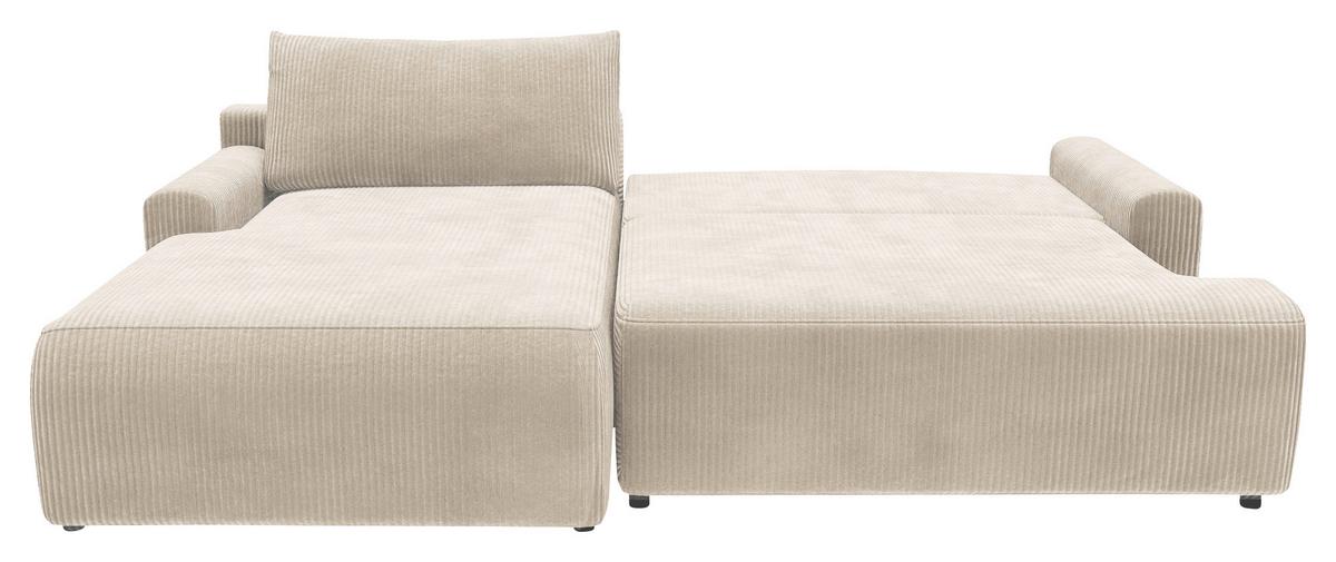 Eckschlafsofa Prag, Creme S: 167x253 cm - Creme/Schwarz, MODERN, Textil (167/253cm) - Trendmanufaktur