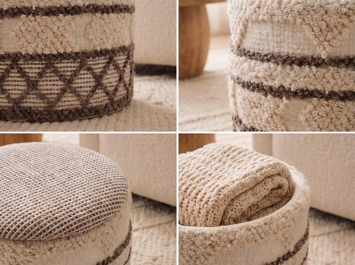 Taburet, š: 40 cm - béžová, Design, textil (40/45/40cm) - Livetastic