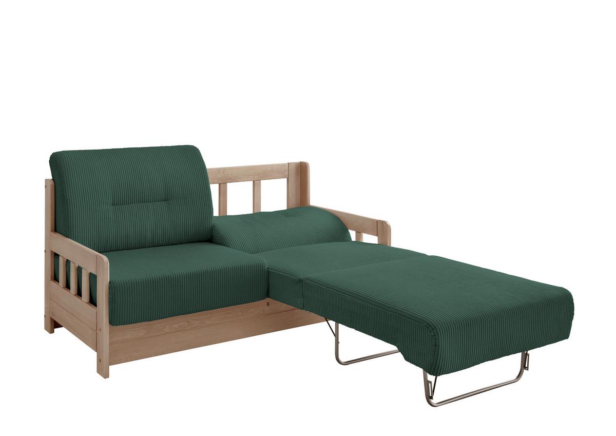 Schlafsofa Camino Naturfarben/Dgrün B: 154 cm - Dunkelgrün/Naturfarben, MODERN, Holz/Textil (154/88/90cm) - Livetastic
