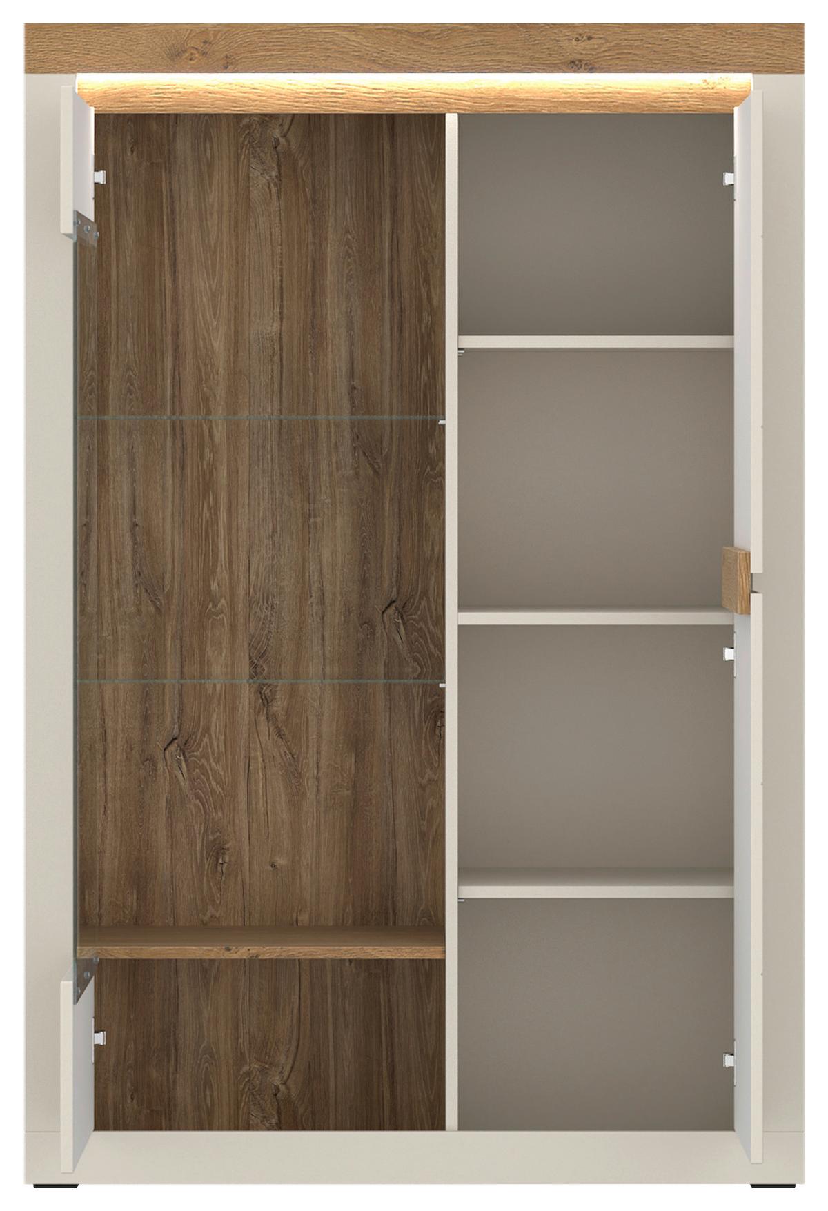 Vitrine Naxxar Eichefarben/kaschmir B:104,2 - Kaschmir/Eichefarben, Trend, Glas/Holzwerkstoff (104,2/156,3/39,6cm)