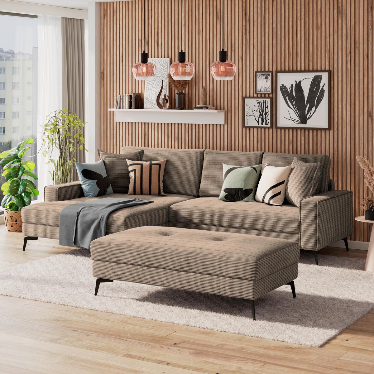 Ecksofa Zero Braun 173x286 cm - Schwarz/Braun, Trend, Textil (173/286cm)