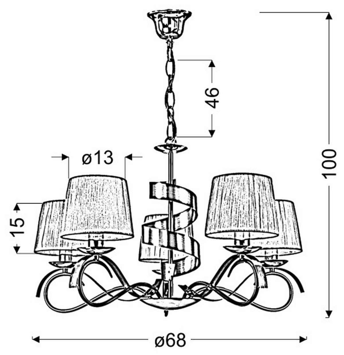 Pendelleuchte 35-23445 Denis - Chromfarben/Goldfarben, KONVENTIONELL, Kunststoff/Metall (68/68/100cm)