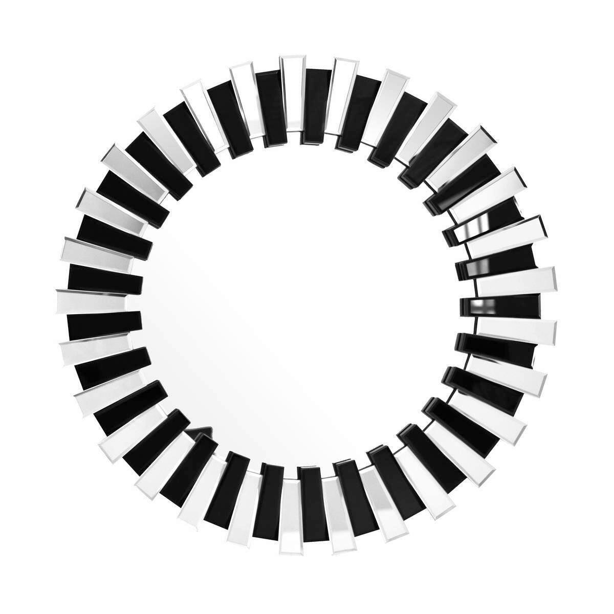 Wandspiegel Apollon rund Ø 80 cm Metall Schwarz/Silberfarben - Silberfarben/Schwarz, Basics, Glas/Metall (80/80/5cm) - Kayoom
