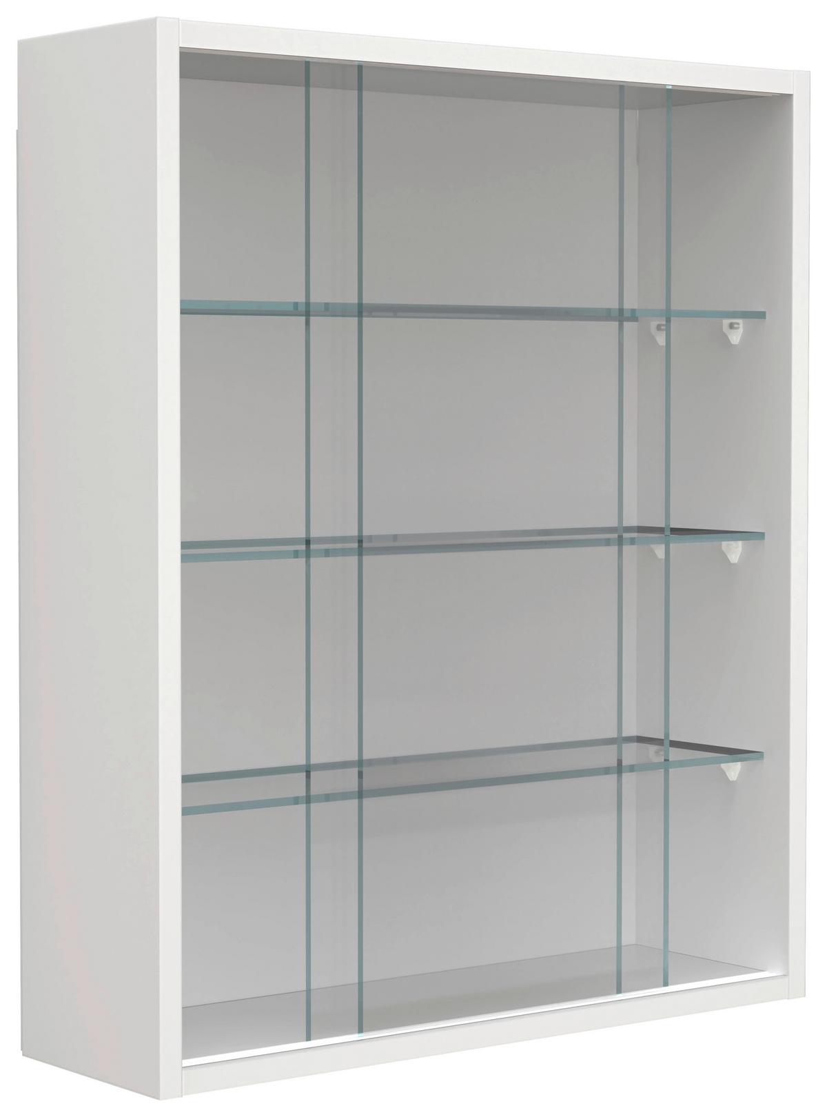 Hängevitrine Drivalo Weiß B: 50 cm - Transparent/Weiß, Design, Glas/Holzwerkstoff (50/60/15cm) - MID.YOU