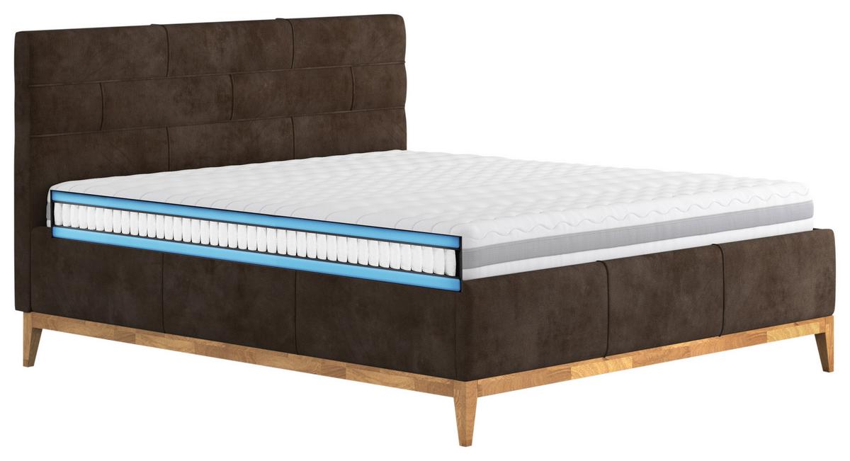 Polsterbett mit Bettkasten Jupiter 160x200 cm Braun - Eichefarben/Anthrazit, MODERN, Holz/Holzwerkstoff (160/200cm) - MID.YOU