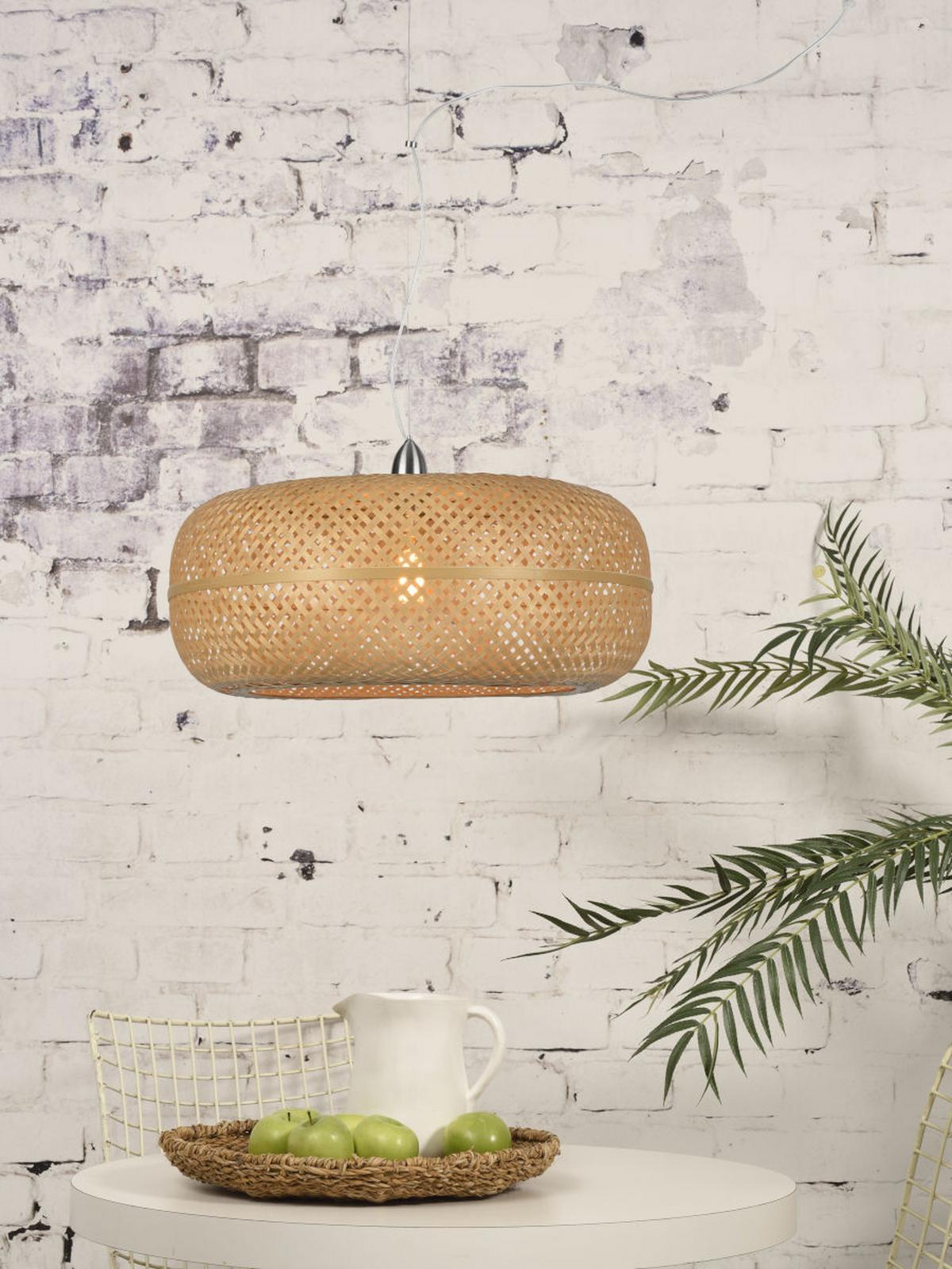Hängeleuchte Palawan H: 378 cm 1-Flammig höhenverstellbar - Chromfarben/Braun, Design, Naturmaterialien/Kunststoff (63/378cm) - Good & Mojo