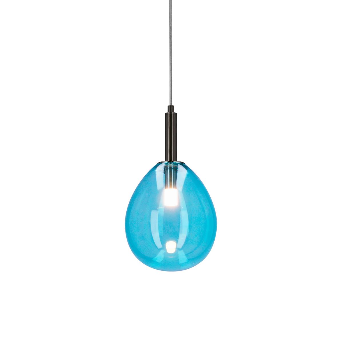 LED-Hängeleuchte 50133210 Lukka - Chromfarben/Hellblau, Design, Glas/Metall (18/18/115cm)