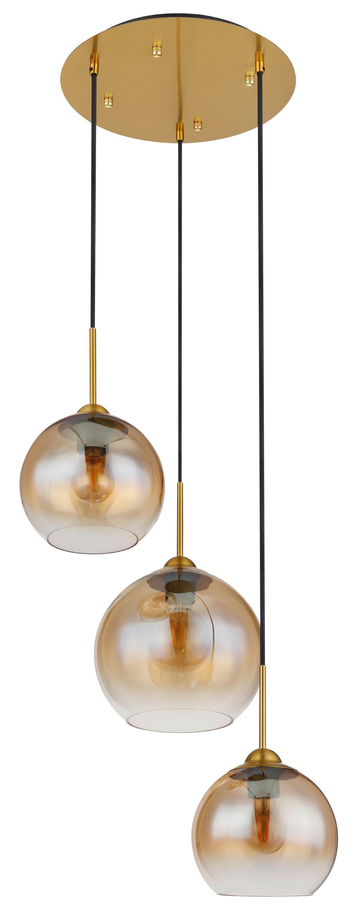 Hängeleuchte 15788-3h - Messingfarben, Design, Glas/Metall (43/150cm) - Globo