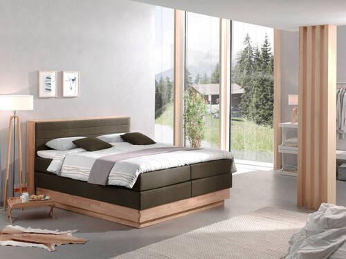 Boxspringbett Mit Topper & Bettkasten 160x200 Moneta - Eichefarben/Dunkelgrau, MODERN, Holz/Textil (160/200cm) - MID.YOU