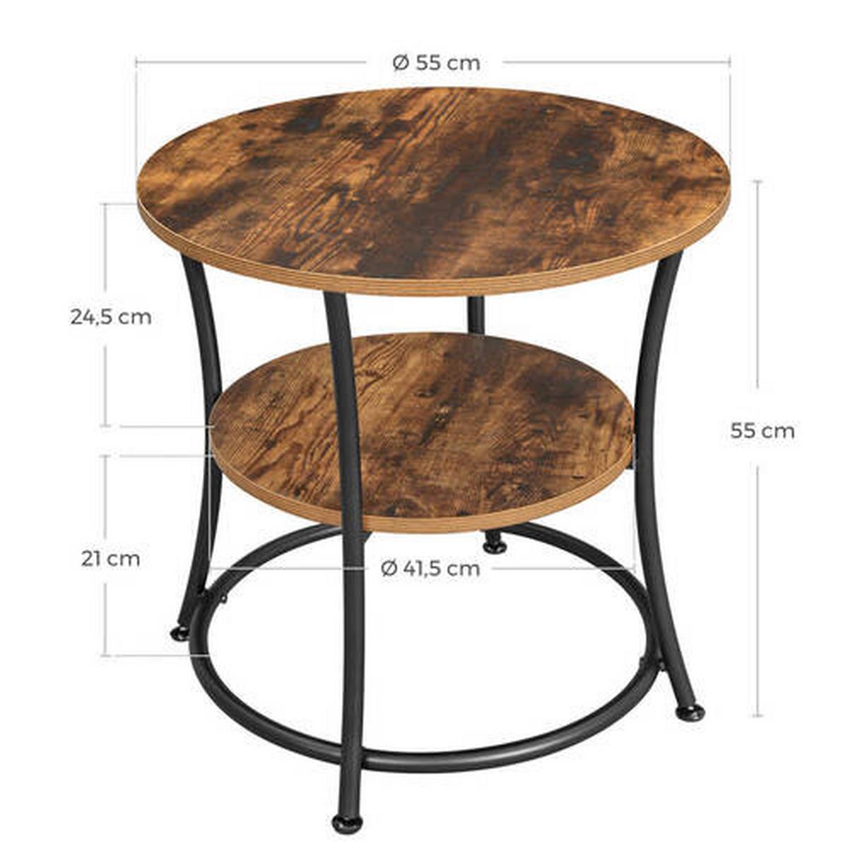 Beistelltisch Rund Mit Ablagefach, Braun ,schwarz - Schwarz/Braun, Trend, Holzwerkstoff/Metall (55/55/55cm) - Boxxx