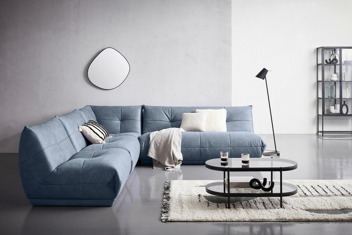 Ecksofa Giselle - Blaugrau, Trend, Textil (315/285cm) - Livetastic