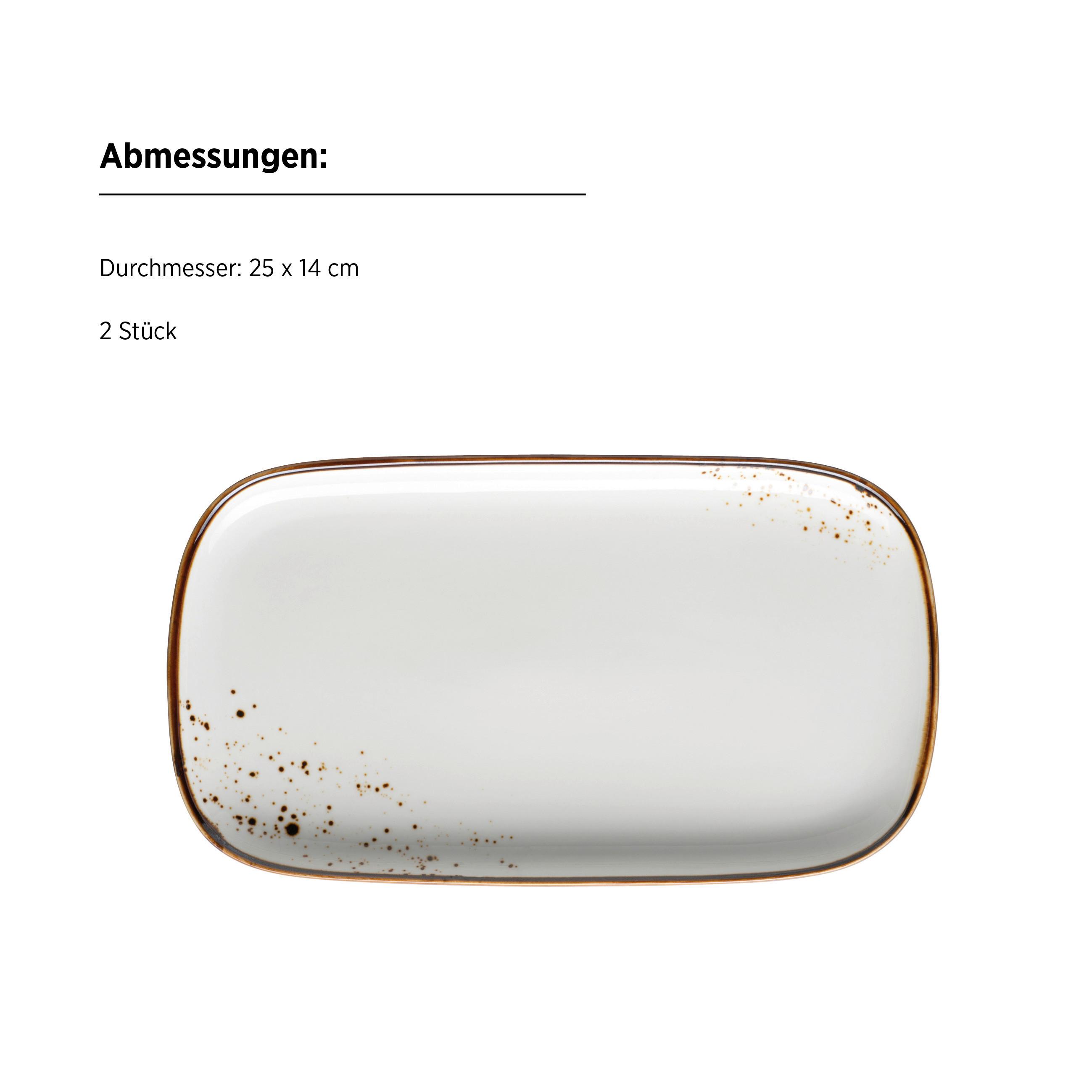 Servierplatten-set Pintar Braun/beige, 2-Teilig - Beige/Braun, Trend, Keramik (25/2/14cm) - Mäser