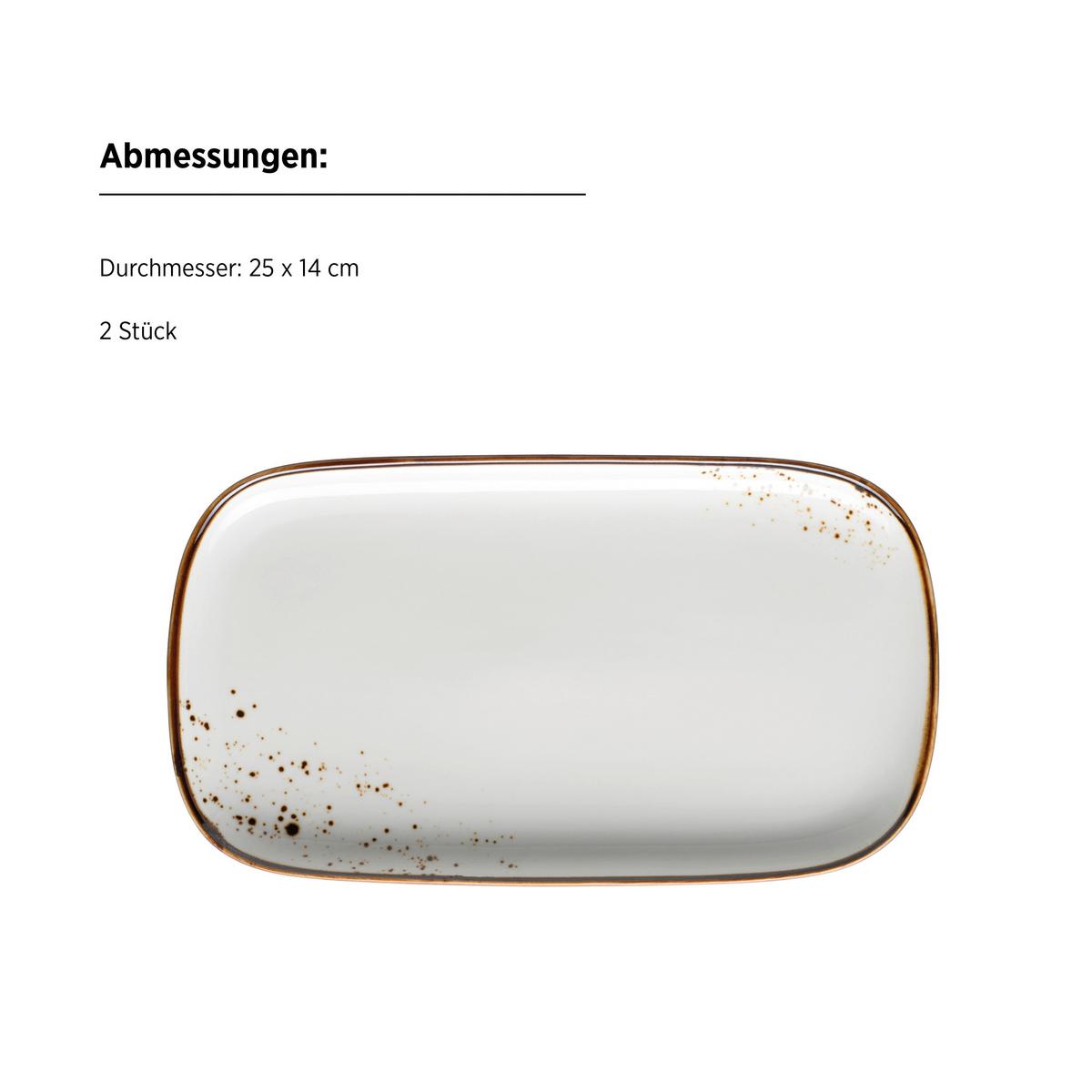 Servierplatte Pintar Braun/beige, 2-Teilig - Beige/Braun, Trend, Keramik (25/2/14cm) - Mäser
