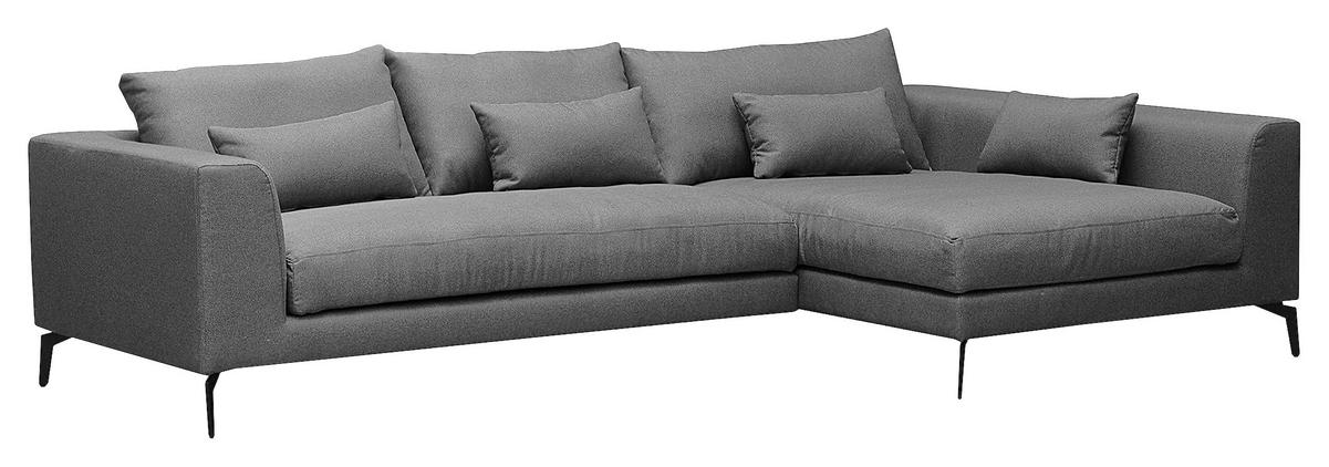 Ecksofa Berlin Dunkelgrau S: 313 cm - Dunkelgrau/Schwarz, Design, Textil (313/172cm) - Livetastic