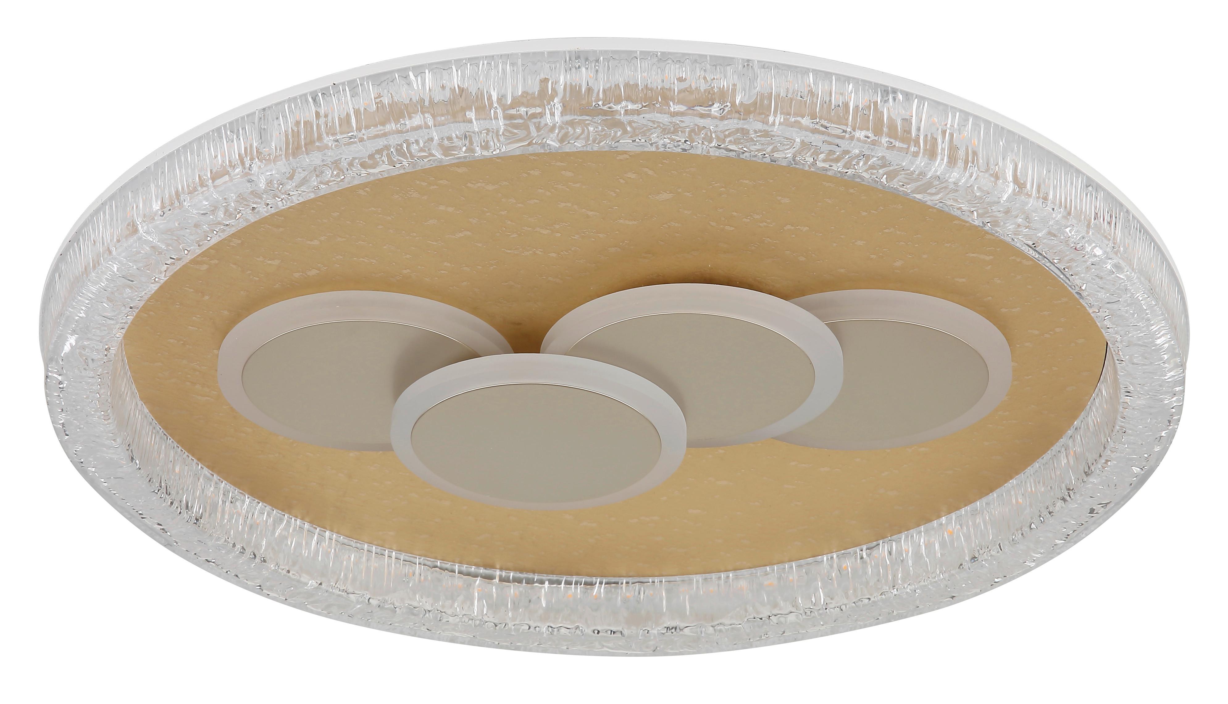 LED-Deckenleuchte 3000k, 40w - Klar/Goldfarben, Design, Kunststoff/Metall (49,5/7cm) - Globo
