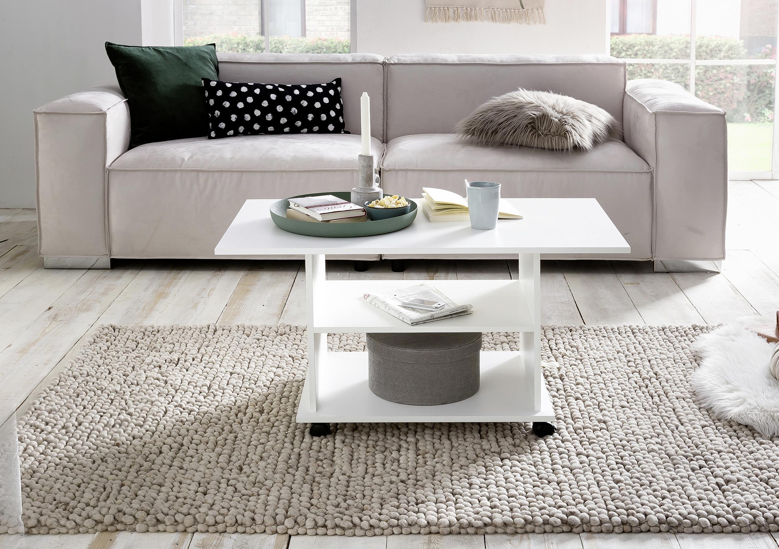 Konferenční stůl bílý - bílá, Moderní, kompozitní dřevo/plast (95/54,5/51cm) - MID.YOU