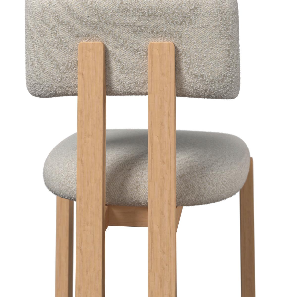 STOLIČKA JONNA - krémová/prírodná farba, Modern, drevo/textil (51/82/53cm) - Bessagi Home
