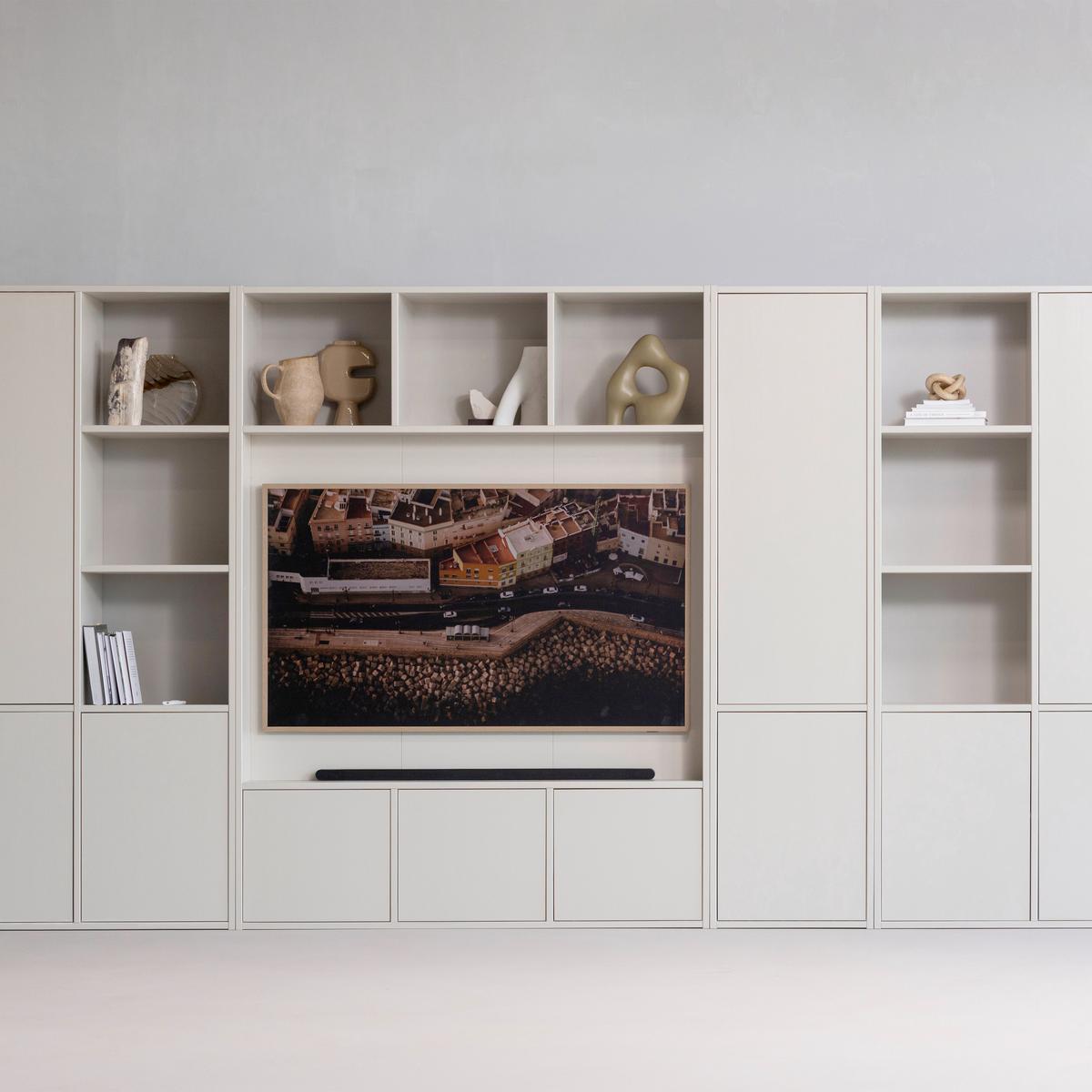 WOHNWAND Meggy Grau B: 160cm - Grau, Design, Holz (160/215/40cm) - Livetastic
