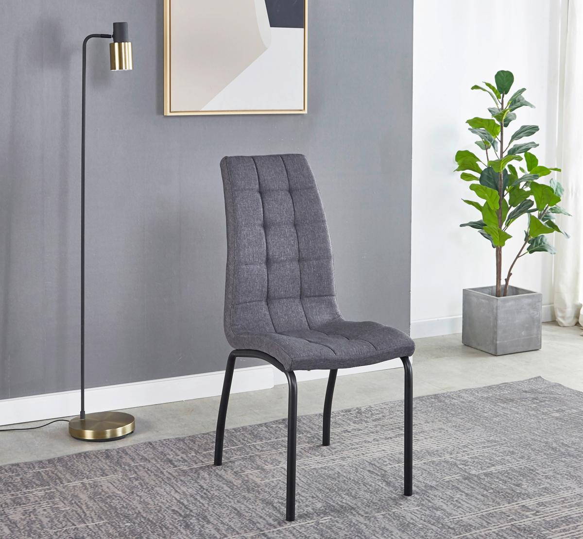 Stuhl-set Dunkelgrau, B: 42cm - Dunkelgrau/Schwarz, Design, Textil/Metall (42/103/58,5cm) - Livetastic