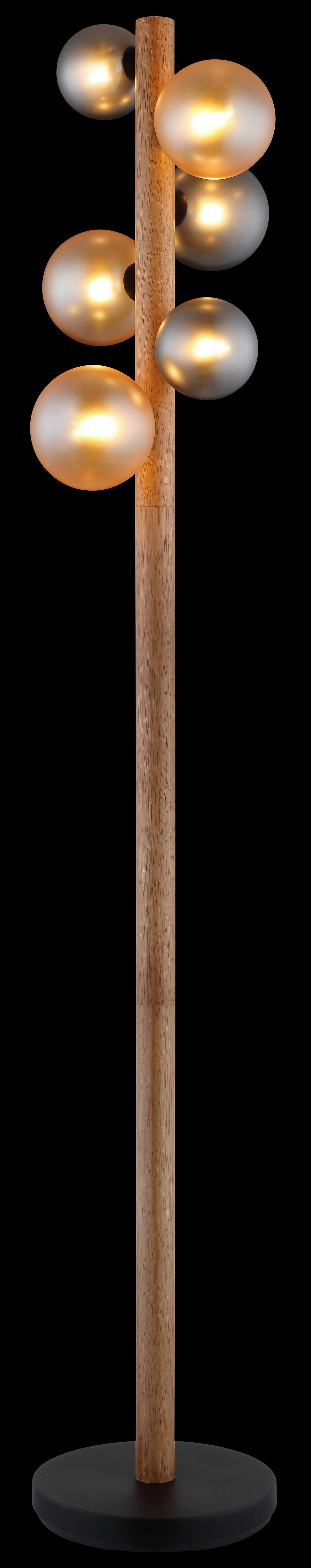 STEHLEUCHTE Exkl. 5xG9 5W - Dunkelbraun/Schwarz, Basics, Glas/Holz (29/150cm) - Globo