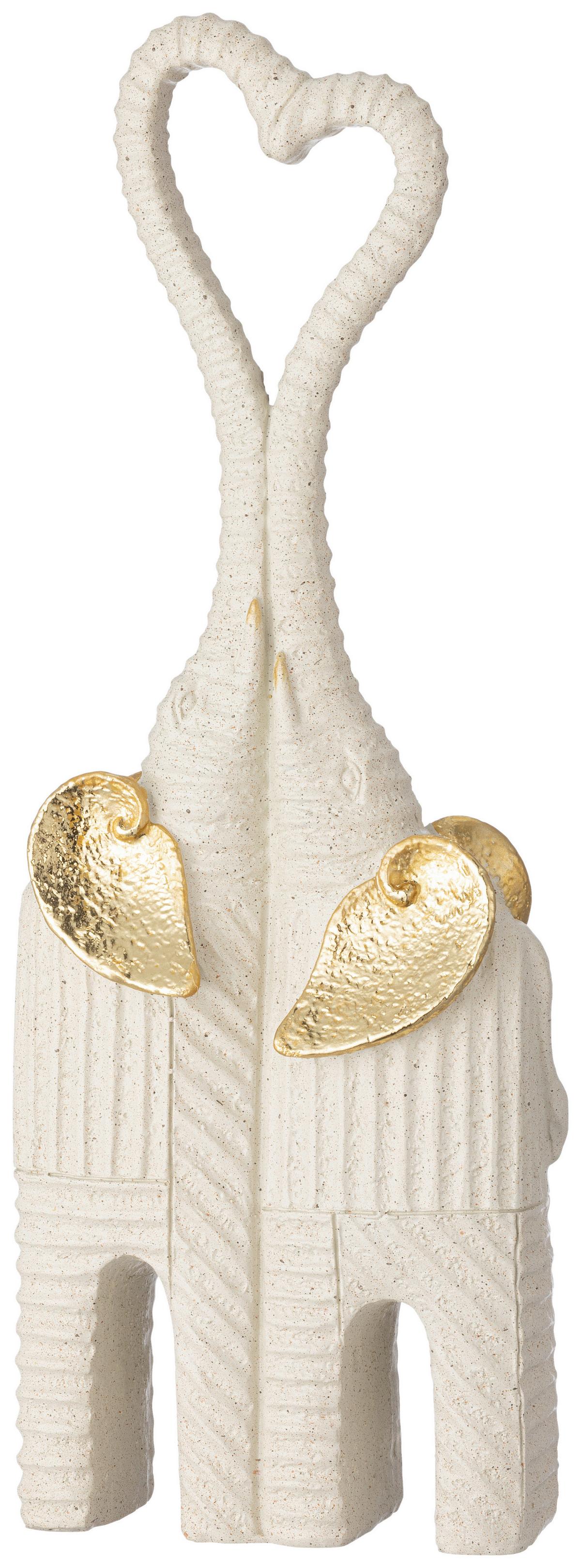 Dekoelefant Dumbo - Beige/Goldfarben, KONVENTIONELL, Kunststoff (11/5,5/30cm) - Luca Bessoni