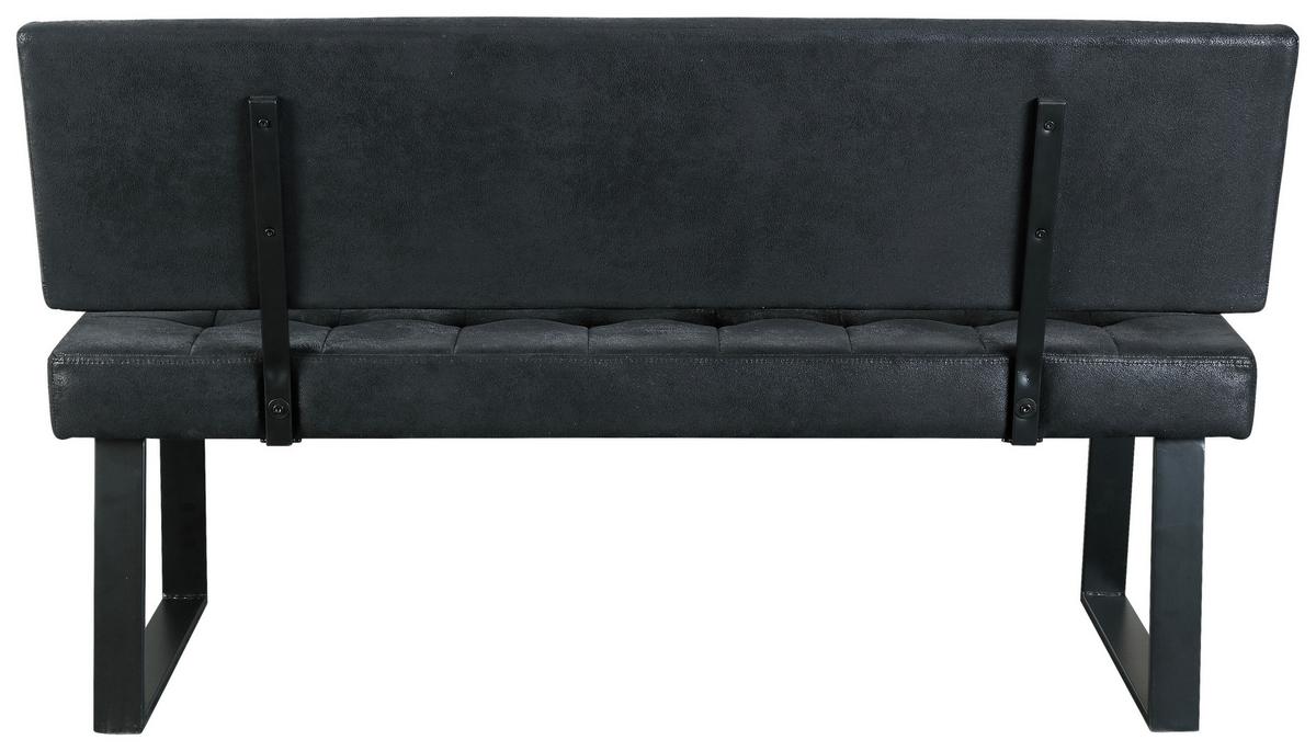 Sitzbank Volda Webstoff Schwarz, B: 140 cm - Schwarz, MODERN, Textil/Metall (140/85/56cm) - MID.YOU