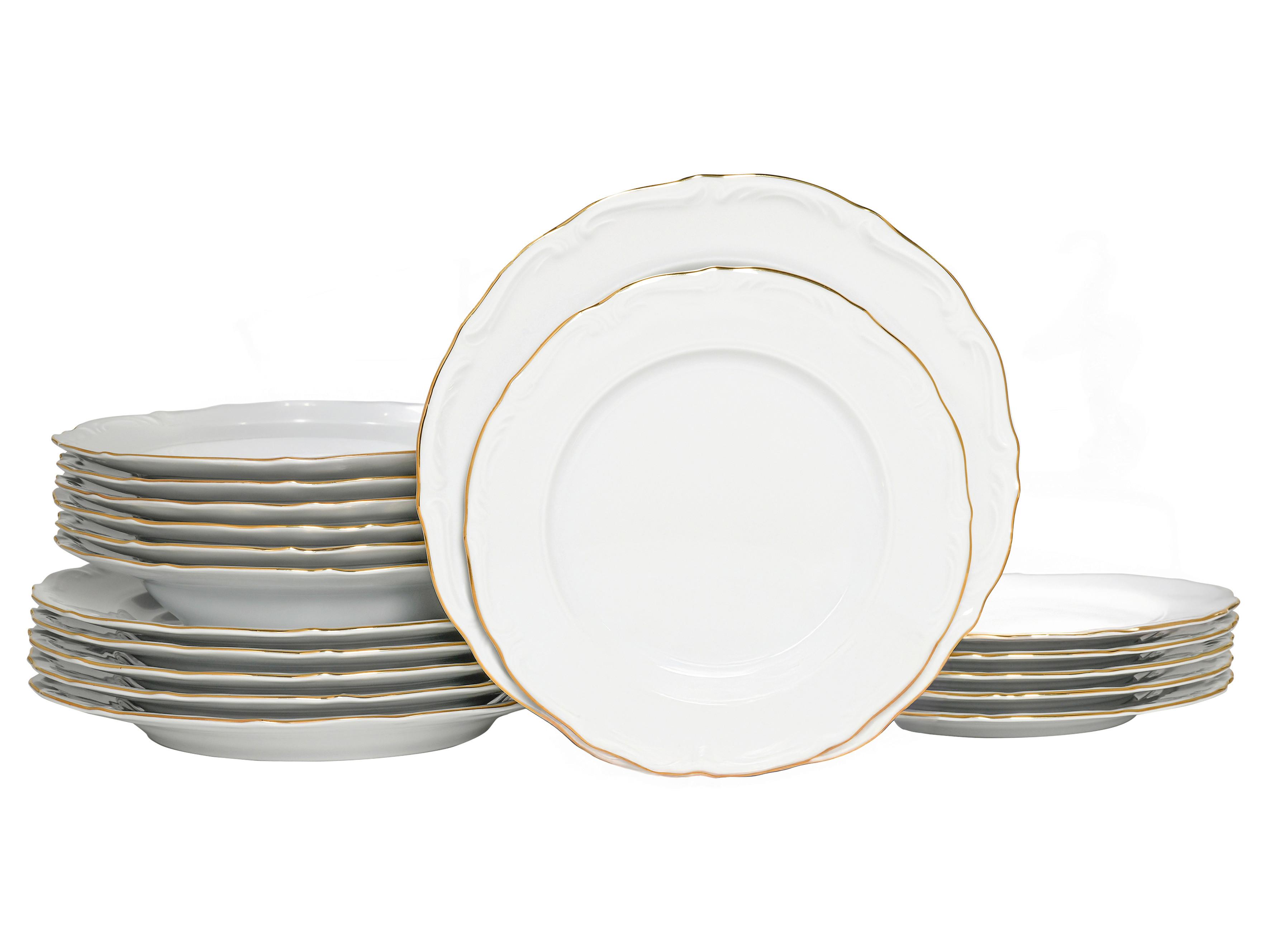 Tafelservice Maria Theresia Weiß, Goldfarben L: 36,5 cm - Goldfarben/Weiß, Basics, Keramik - Creatable