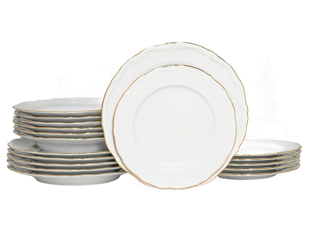 Tafelservice Maria Theresia Weiß, Goldfarben L: 36,5 cm - Goldfarben/Weiß, Basics, Keramik - Creatable