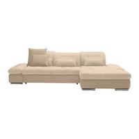 Rohová sedačka SANFINO, pravá, béžová - chrómová/béžová, Konventionell, kov/drevo (305/79-96/199cm) - Premium Living