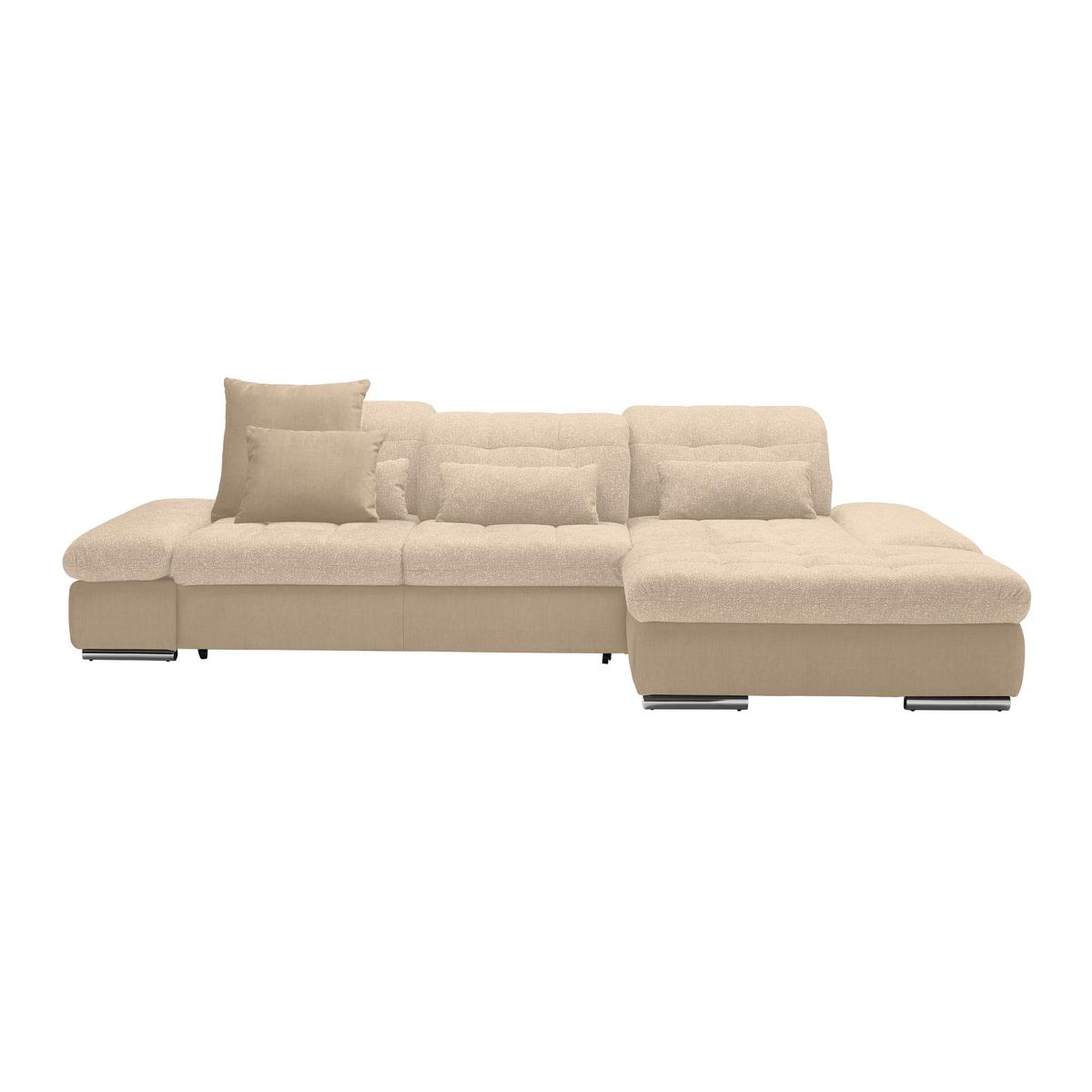 Rohová sedačka SANFINO, pravá, béžová - chrómová/béžová, Konventionell, kov/drevo (305/79-96/199cm) - Premium Living