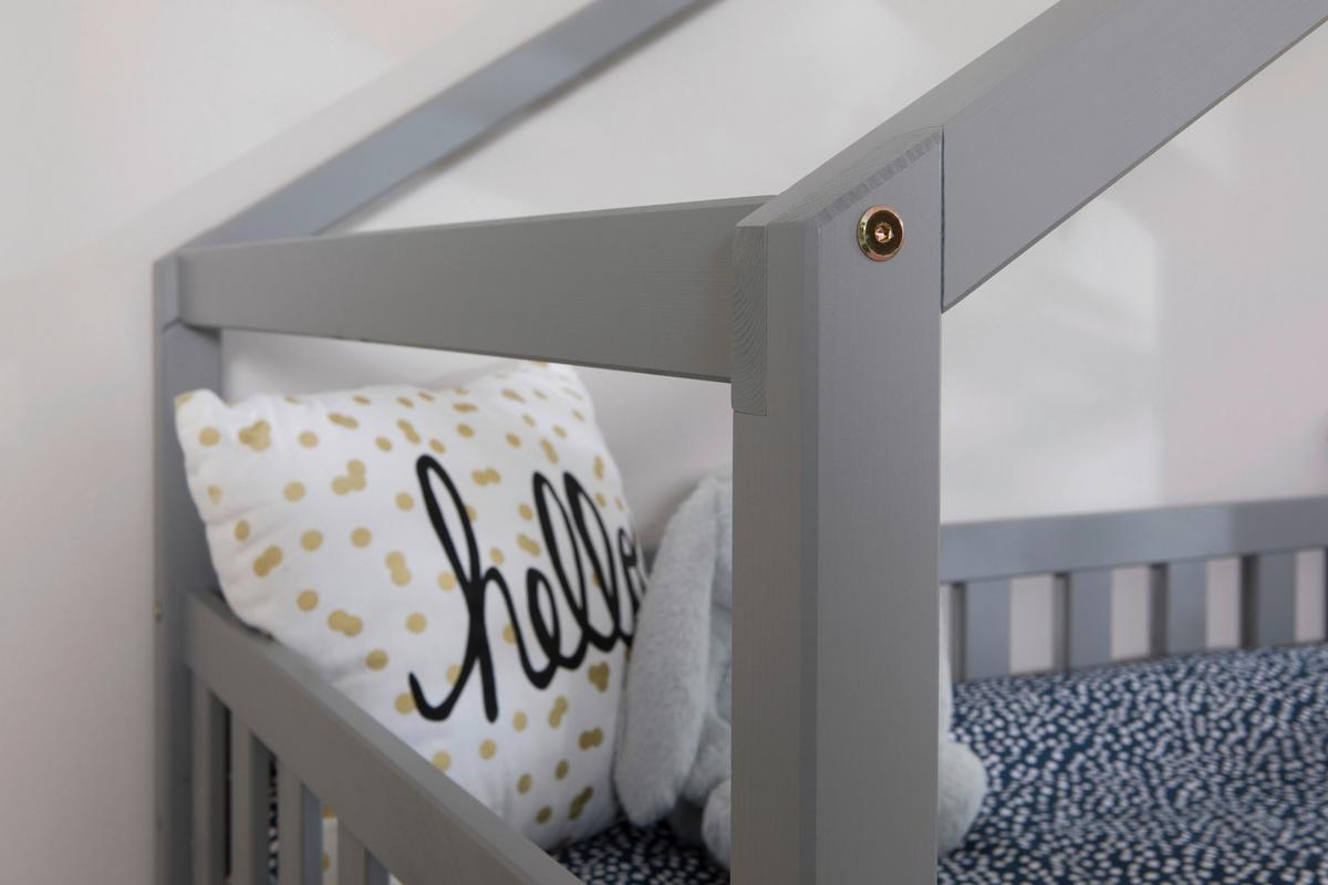 Hausbett Lou Bettschublade Hellgrau B: 120 cm - Hellgrau/Weiß, MODERN, Holz/Textil (120/200cm) - MID.YOU