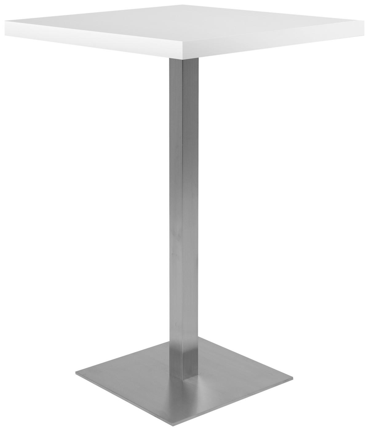 Bartisch Quadrato 70 Bartisch - Edelstahlfarben/Weiß, MODERN, Holzwerkstoff/Metall (70/70/105cm) - MID.YOU