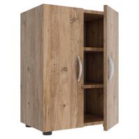 Skrinka na topánky ULAS dekor dub medový - sivá/dub medový, Modern, kov/kompozitné drevo (49/74/30cm) - MID.YOU