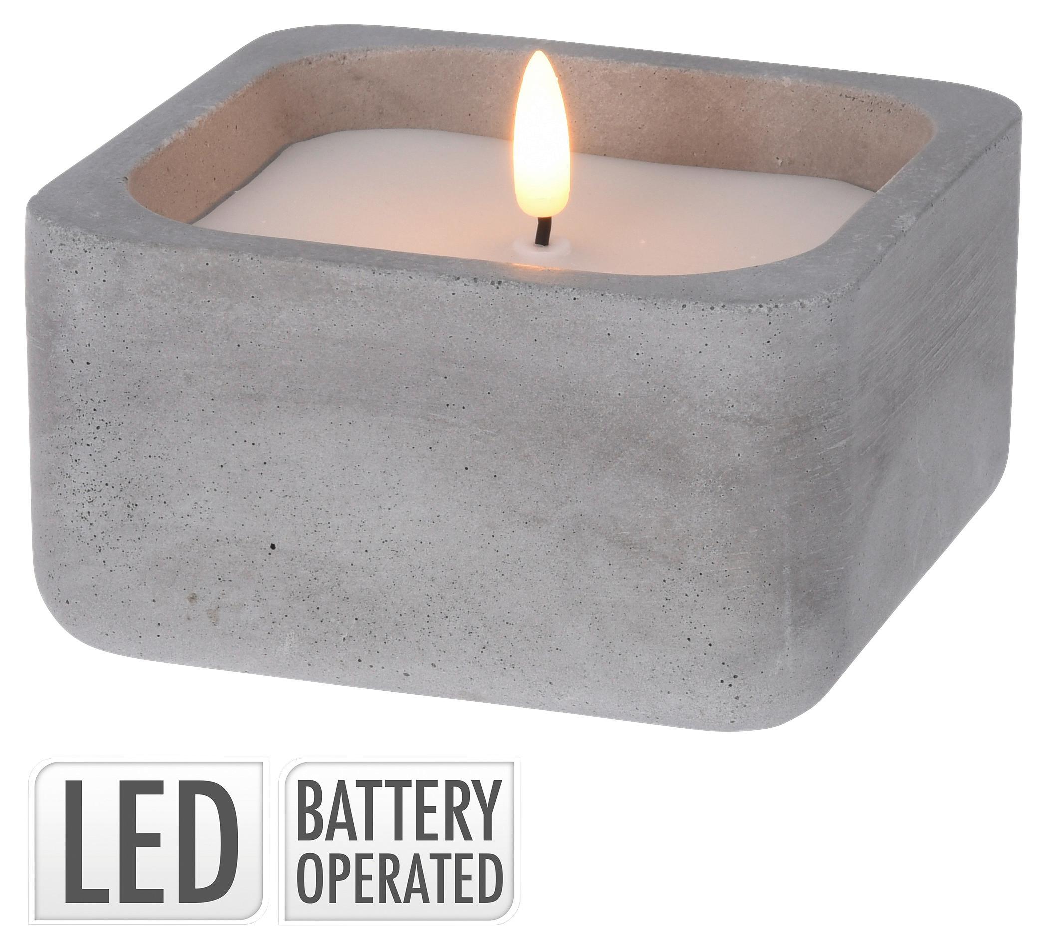 LED svíčka Thea, V: 6,5cm - bílá/světle šedá, Basics, přírodní materiály (12/6.5/12cm) - Modern Living