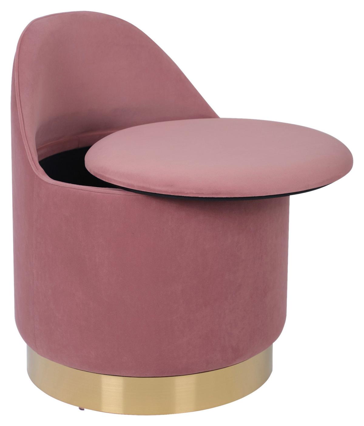 Drehhocker Viktor 125 Altrosa D: 52 cm - Goldfarben/Altrosa, Design, Textil/Metall (52/68cm) - Kayoom