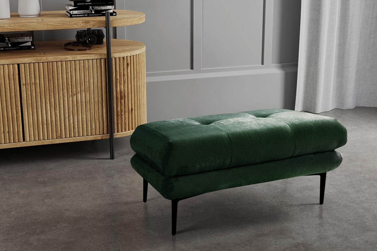 Hocker Ankona Grün/Schwarz, 80 cm - Schwarz/Grün, Design, Textil (80/48/80cm) - MID.YOU