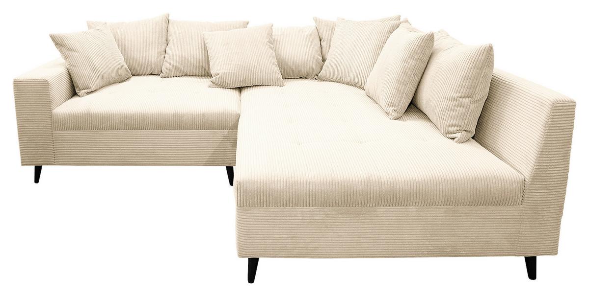 Ecksofa Pruno, Creme S: 247x174 Cm - Creme/Schwarz, Design, Textil (247/174cm) - MID.YOU