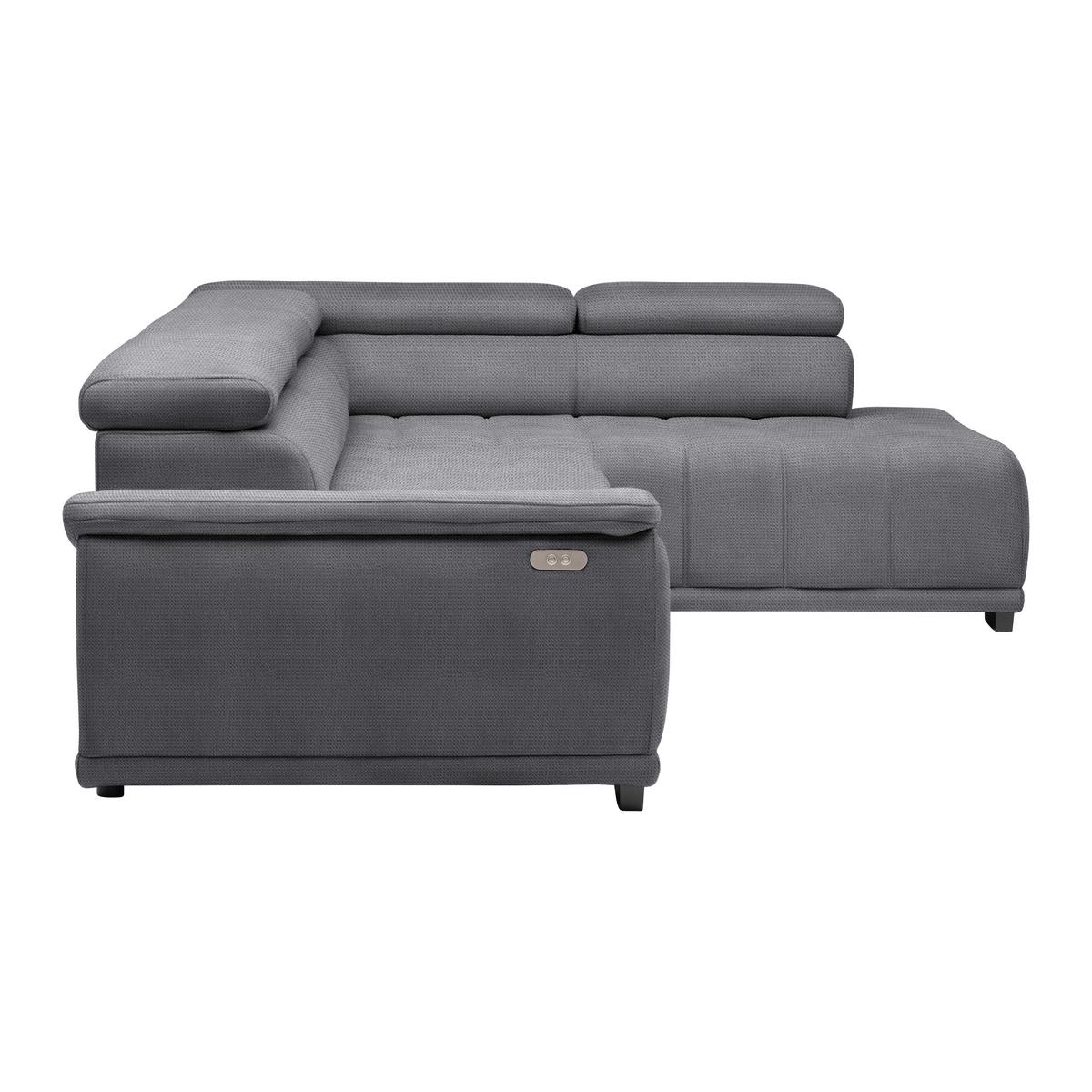 Rohová sedačka GRINALDI, pravá, modrosivá - čierna/modrosivá, Modern, textil/plast (283/206cm) - Premium Living
