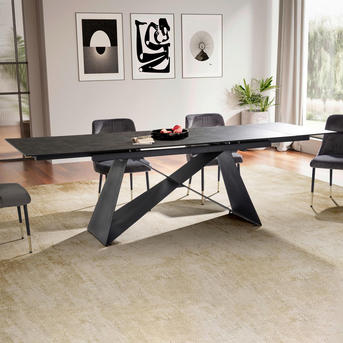 Esstisch Schwarz L: 180 cm - Schwarz, Design, Keramik/Metall (180/95/78cm) - MID.YOU