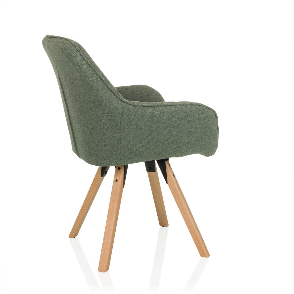 Armlehnstuhl Scandi Ted Mintgrau B: 56 cm - Mintgrau/Buchefarben, MODERN, Holz/Textil (56/84/62cm) - MID.YOU