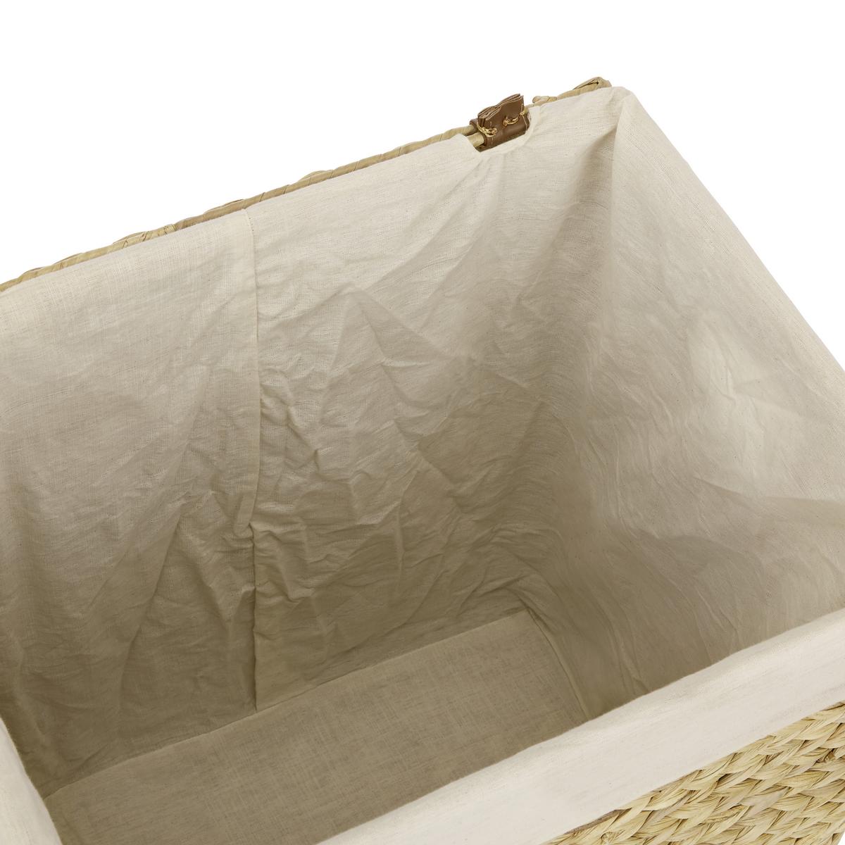 Wäschetonne mit Deckel Adalia Naturfarben, 39x28x46 cm - Creme/Naturfarben, KONVENTIONELL, Leder/Naturmaterialien (39/28/46cm) - Luca Bessoni