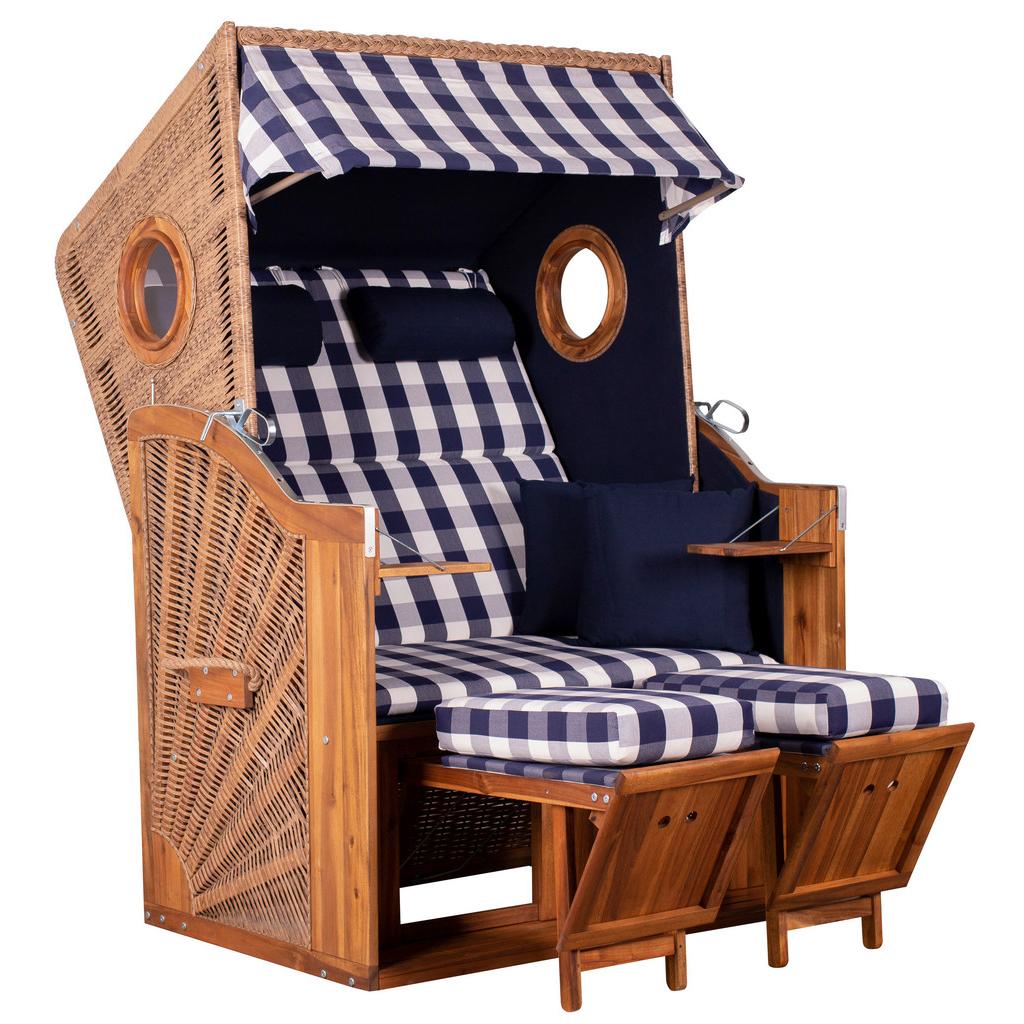 Strandkorb Ostsee Trendy Trend Halblieger 2-Sitzer, Walnut