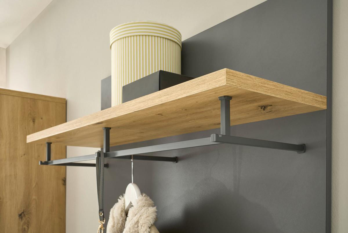 Garderobenpaneel Milan Grau/Eiche Dekor B: 85 cm - Eiche Artisan/Grau, Natur, Holzwerkstoff (85/95/32cm) - MID.YOU