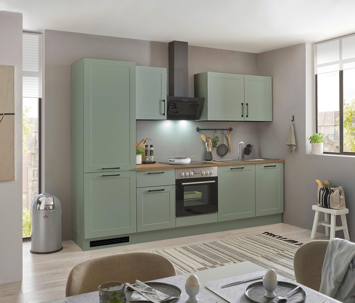 Küchenblock Marseille Grün/Eiche Dekor B: 280 cm - Eiche Artisan/Grün, Design, Holzwerkstoff (280cm) - MID.YOU