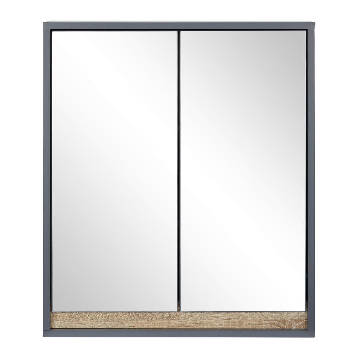 Závěsní skřiňka MASSIMO tm.šedá/dřevodekor - barvy stříbra/tmavě šedá, Moderní, sklo (60/70/18cm) - Bessagi Home